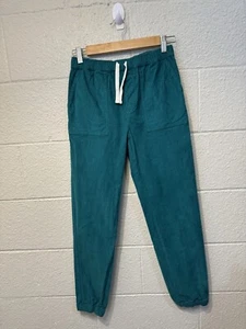 Hanna Anderson Unisex Kids corduroy Teal pants Size 12 Waist Tie - Picture 1 of 8