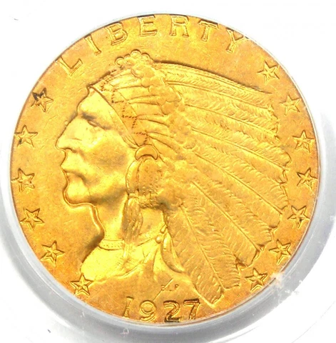 1927 Indian Gold Quarter Eagle $2.50 - Certified PCGS Genuine AU / UNC Details Cover