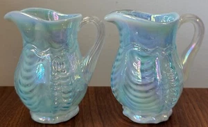 Fenton Glass Feather Drape Creamer Iridescent Empress Blue Opalescent Lot QVC - Picture 1 of 5