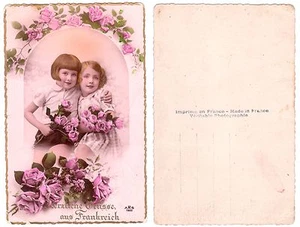 Rare Early 20th Сentury France Postcard Herzliche Grüsse aus Frankreich + Gift - Picture 1 of 3