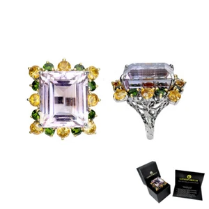 Summer 925 Silver Ring Ametrine 77ct Citrine Natural Gemstone Jewelry Handmade - Picture 1 of 13
