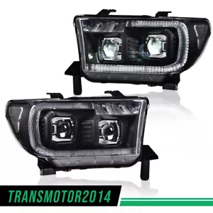 Dual LED Projector Headlights Clear/Black Fit For 07-13 Tundra 08-17 Sequoia New - Picture 1 of 9