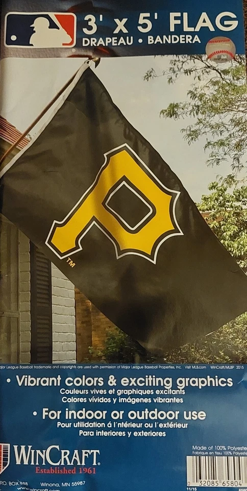PITTSBURGH PIRATES 3 x 5 FOOT TEAM LOGO FLAG - Image 1 of 1