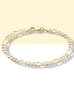 18K Gold Over Sterling Silver 5mm Diamond-Cut Figaro Chain Bracelet Men Women - Picture 1 of 6