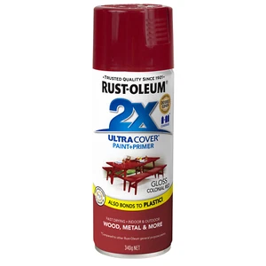 2x 340g Rust-Oleum 2X Ultra Cover Gloss Apple Red Spray Paint , fast-drying - Picture 1 of 4