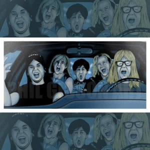 Original "Party On" Wayne's World Art Print Blu Poster 90's Movie Rock Music - Picture 1 of 3