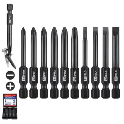 WORKPRO 10pcs Slotted Phillips Screwdriver Bit Set 1/4 Inch Hex Shank Driver Bit - Image 1 of 4
