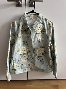 Vintage Appleseed’s Women's Unlined Jacket Size Medium Floral Blue Green - Picture 1 of 2