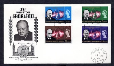 San Cristóbal, Nieves y Anguila - 1966 Churchill Primer Día Cubierta Foto 1 de 2