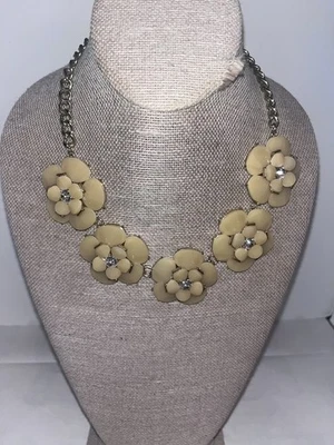 Цветок заявление ожерелье желтый со стразами золотая цепочка регулируемый 20» лот X - Изображение 1 из 4