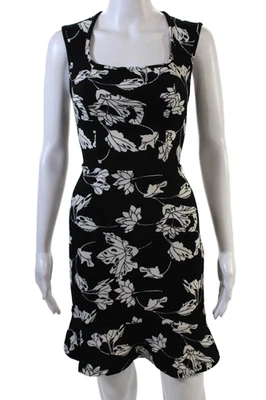 Vestido Papillon Blanc para mujer estampado floral cuello redondo línea A negro blanco talla pequeña Foto 1 de 4