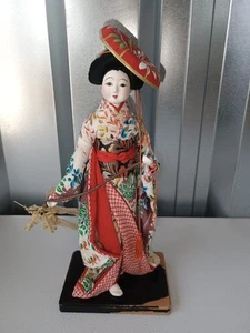 Muñeca Kimono Japonesa Kabuki Estatua Geisha Estatuilla Decoración del Hogar Muñeca Japón 11" - Imagen 1 de 16