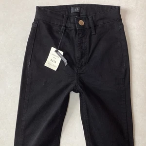 BNWT Ladies River Island KAIA DISCO Skinny High Rise Black Jeans Size 6 L (425E) - Picture 1 of 10