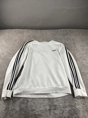 Adidas Crew Neck Sweatshirt Classic Sweater Womens Size XL White 3 Stripe - Image 1 of 4
