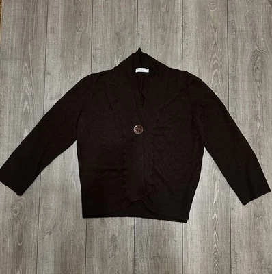 Cárdigan suéter Brunello Cucinelli marrón cachemir botón único para mujer talla XL Foto 1 de 4