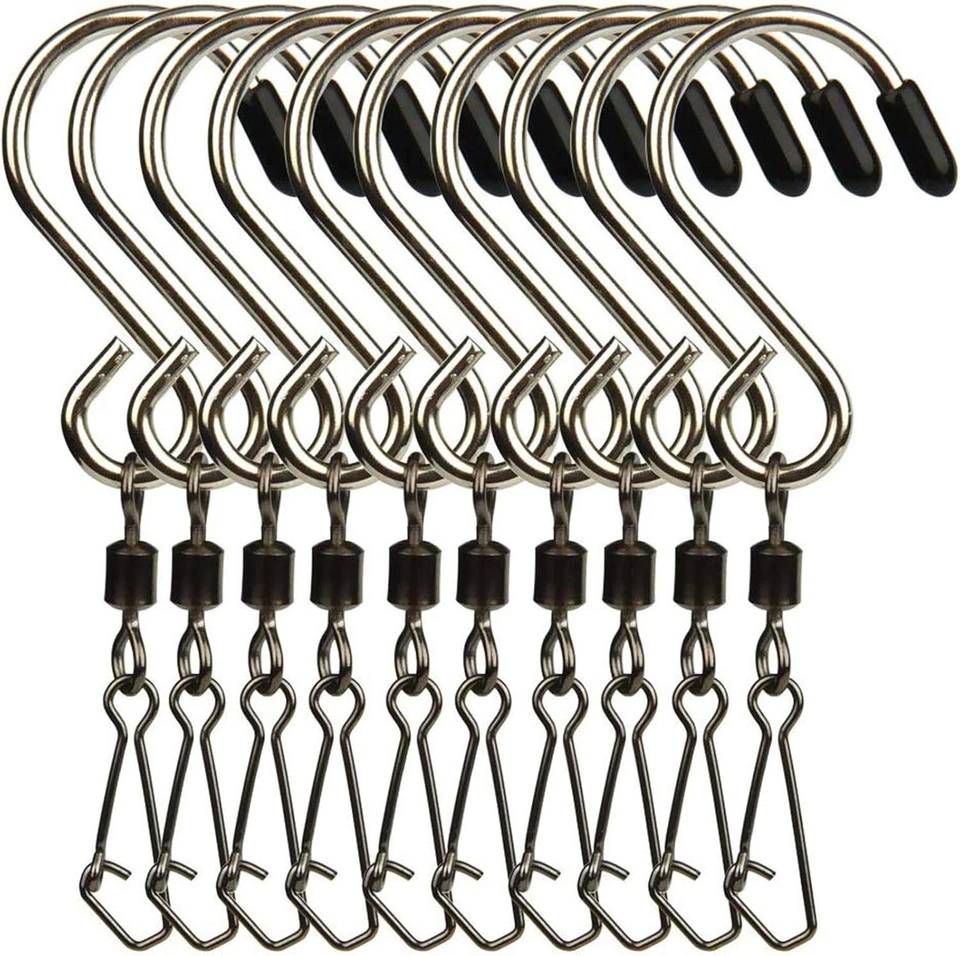 10pcs Swivel S Hooks Clips Hanging Wind Spinners for Chimes Crystal Windsocks