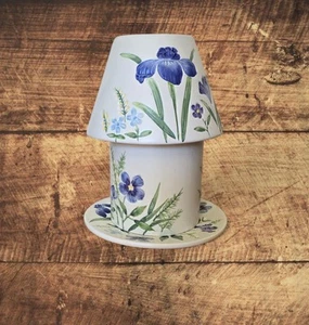 YANKEE CANDLE Large Jar Base & Shade Holder Iris Complete Set RARE *Read Info* - Picture 1 of 8