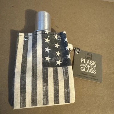 Tote + Able Flask And Shot Glass Faded American Flag - Image 1 of 3