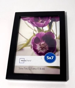 Mainstays 5x7 inch Flat Wide Black Stand Up Picture Frame Glass NEW - Picture 1 of 5