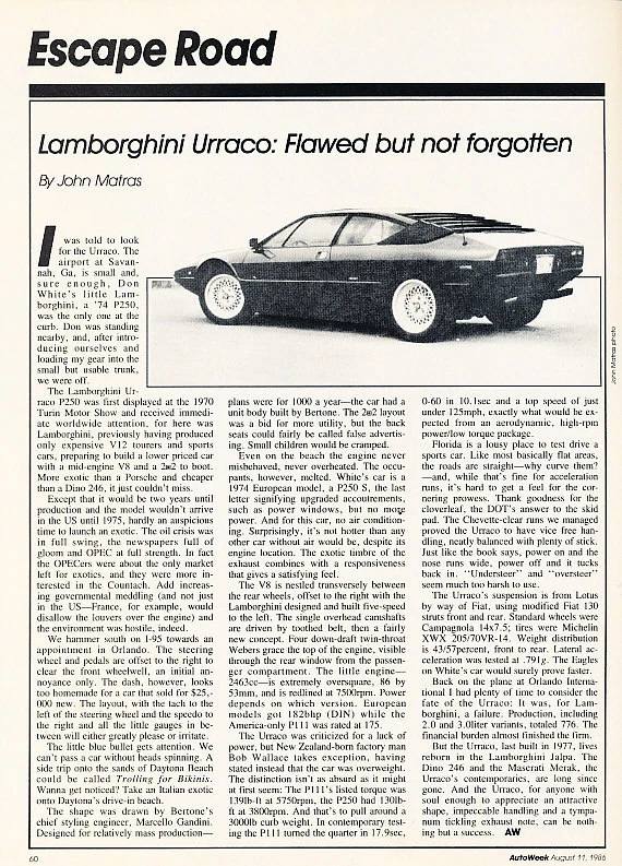 1986 Lamborghini Urraco - Classic Article D142 Foto 1 de 1