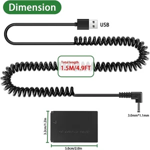 USB Cable+ DR-E12 Dummy Battery for Canon EOS M M2 M10 M50 M100 M200 M50 - Picture 1 of 6