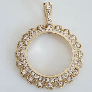 3.0Ct Round Cut -Created Diamond Women's Halo Pendant 14K Yellow Gold Plated - Picture 1 of 6