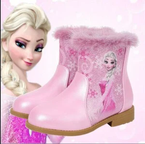 Kids Girls Winter Sequins High Boots Fur Trim Fashion Fur Lining Princess Shoes - Picture 1 of 13
