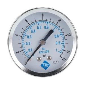 Pressure Gauge For Fuel Air Oil Or Water 0-15psi 0-1bar/kpa 1/4" NPT Back Mount - Picture 1 of 8