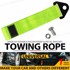 VERDE FLUORESCENTE DE ALTA RESISTENCIA UNIVERSAL RACING SPORTS NYLON TOW STRAP TOW HOOK - Imagen 1 de 8