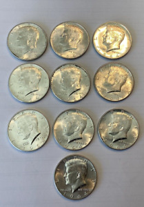 1964  Kennedy Half Dollars , AU, Uncertified, Lot Of 10