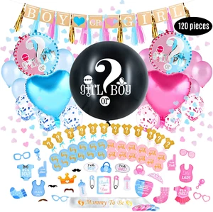 Gender Reveal Party Supplies Decorations - 120 Pcs Boy or Girl Kit for 24 Guests - Picture 1 of 7