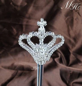 Royal Queen Rhinestones Scepter 35" Princess Wand Pageant Bridal Party Costumes - Picture 1 of 7