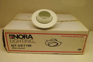 Case of 12, Nora Recessed Lighting NT-5071W 5" Trim White Eyeball And Baffle - Picture 1 of 8