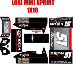 losi mini sprint, slider 1/18 wrap kit decal sticker rowdy burns exxon - Picture 1 of 1