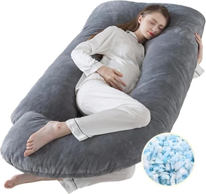 Pregnancy Pillows for Sleeping, J Shaped Full Body Maternity Pillow for Adults, - Picture 1 of 7