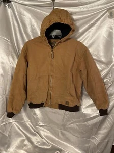 Berne Youth XL 18 -20 Brown Cotton Lined Fleece Hood Canvas Work Farm Jacket - Picture 1 of 17