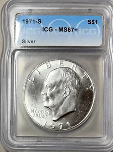 1971 S Eisenhower Ike Silver Dollar $1 ICG MS67+ lists for 1500+ - Picture 1 of 5