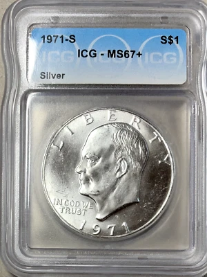 1971 S Eisenhower Ike dólar de prata $1 ICG MS67+ listas para 1500+ - Imagem 1 de 4