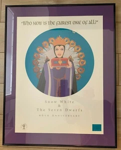 SNOW WHITE & SEVEN DWARFS 60th Anniversary Poster w Evil Queen - Matted & Framed - Picture 1 of 7