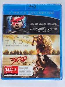 Alexander Revisited + Troy + 300 Blu Ray - 3 MOVIES - NEW SEALED Pitt Bloom Bana
