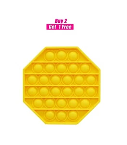 BUY 2 GET 1 FREE! - Popit Fidget Bubble Toy - Octagon Yellow - Picture 1 of 6
