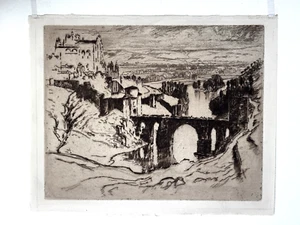Joseph Pennell St. Martin's Bridge, Toledo 1904 Etching on paper - Picture 1 of 7