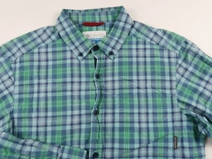 Columbia Mens Cotton LS Button Down Green Blue Plaid Casual Outdoor Shirt Small - Picture 1 of 7