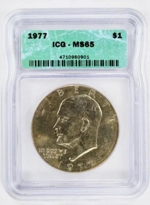 1977 P Eisenhower Dollar ICG MS65 Uncirculated UNC BU $1 - Image 1 of 2