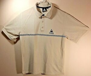 Le Coq Sportif Men's Beige & Black Short Sleeve Polo Shirt Size: S Small