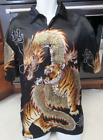 1990's- 2000's vintage  Chinese Dragon VS Tiger Silk blend shirt Grunge Tattoos