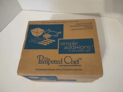 Simple Additions The Pampered Chef Fondue Accessory Set NIB Ceramic Metal - Image 1 of 4