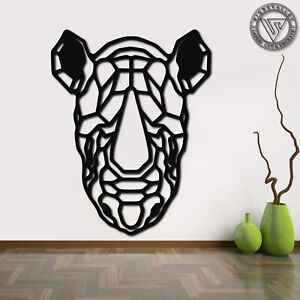 Geometric Animal Head Rhino Laser Cut MDF Wall Art Modern Design Decoration