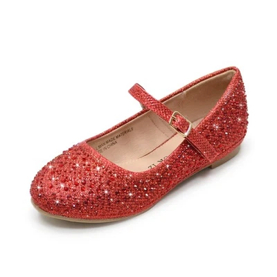 Zapatos de vestir para niñas Brillantes Mary Jane Ballet Pisos con estrás Princesa Flo... Foto 1 de 4