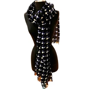 Tommy Hilfiger Halstuch Halstuch halbtransparent blau schwarz weiß geometrisch 72x30 - Bild 1 von 7